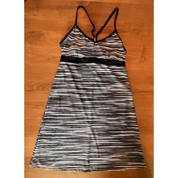 Athleta Dresses & Skirts - ATHLETA Black/White Striped Halter Workout Athletic Dress Size Medium